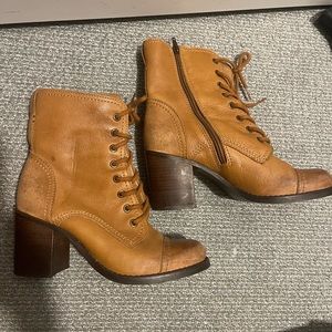 Leather Heeled Lace-up Booties